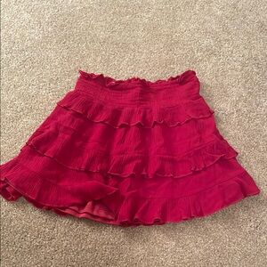 Elegant Dark Red Ruffled Skirt